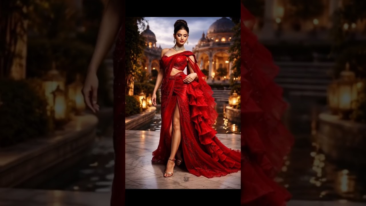 Crimson Royale – Embellished Couture Saree Gown  
