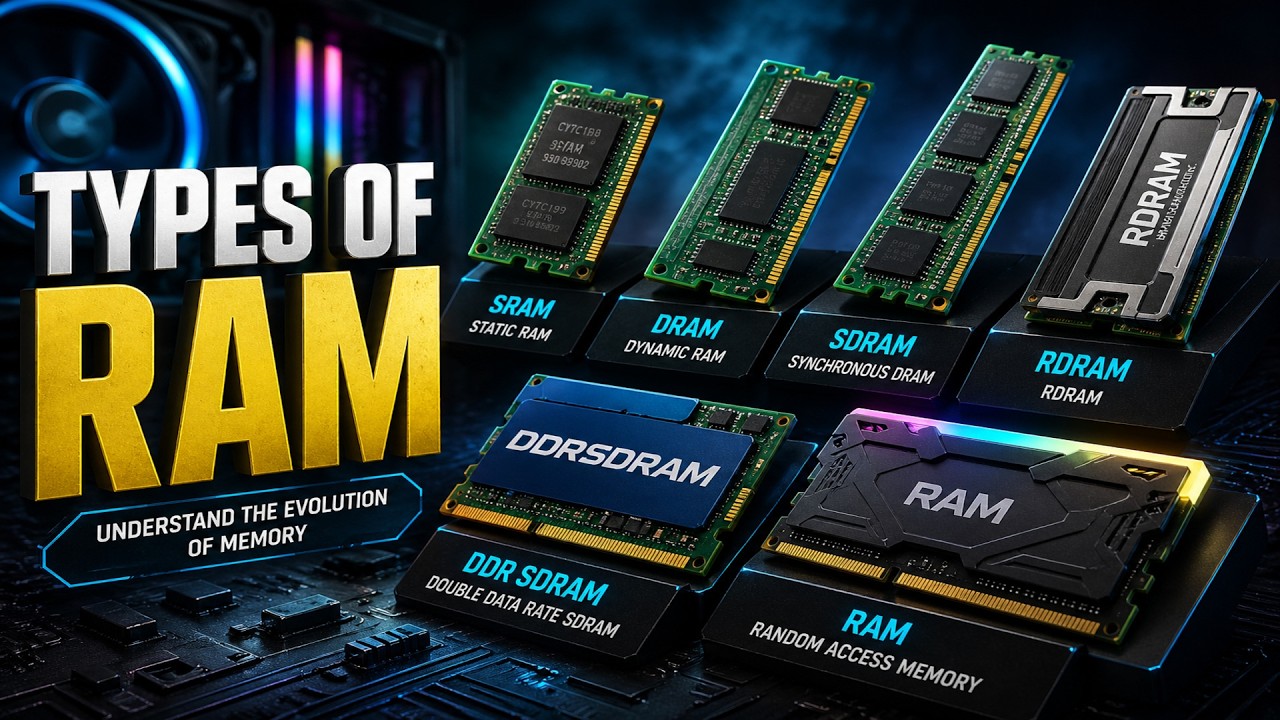 @educationvia | Types of RAM Explained | SRAM, DRAM, SDRAM, RDRAM & DDR SDRAM | Complete Guide