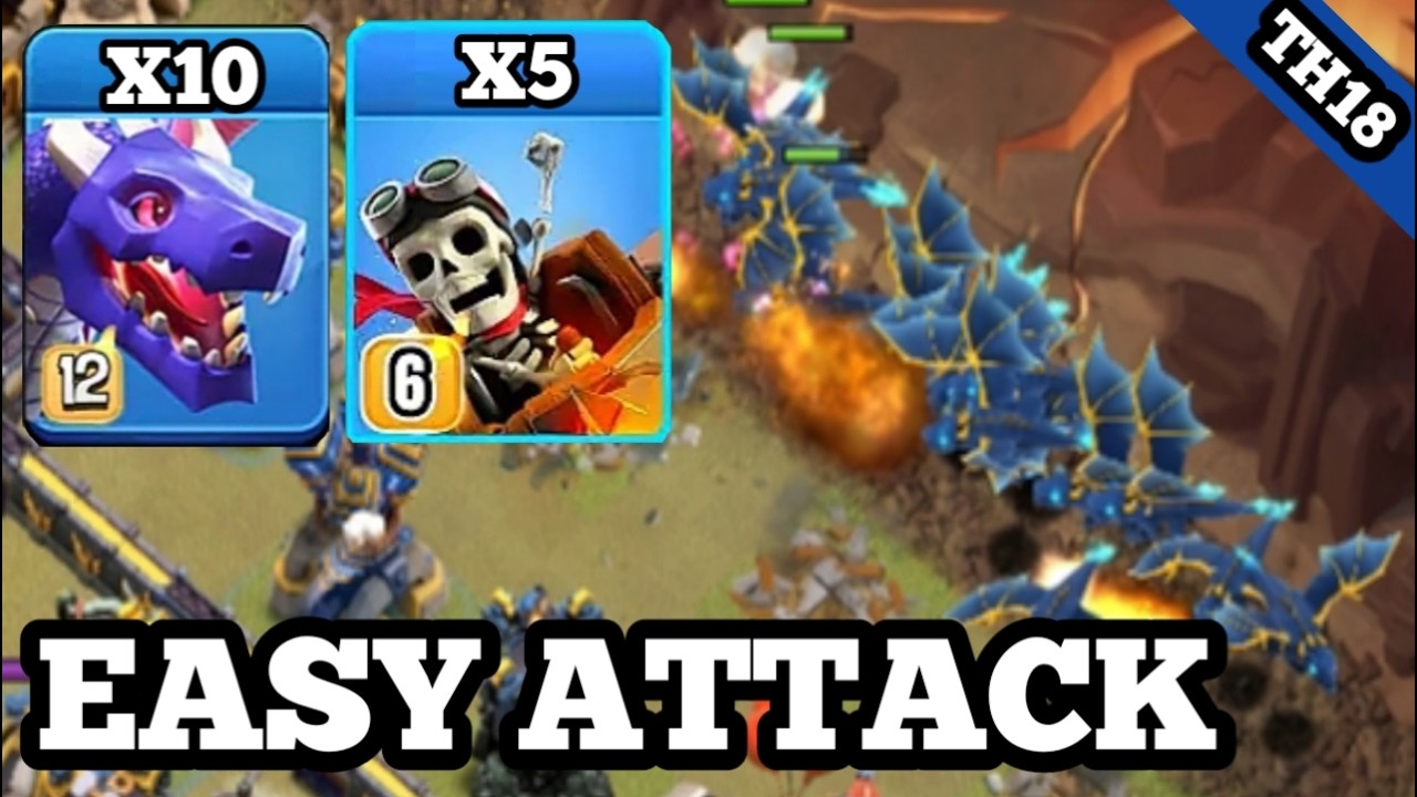 Th18 dragon + dragon rider with invisibility spell attack strategy clash of clans