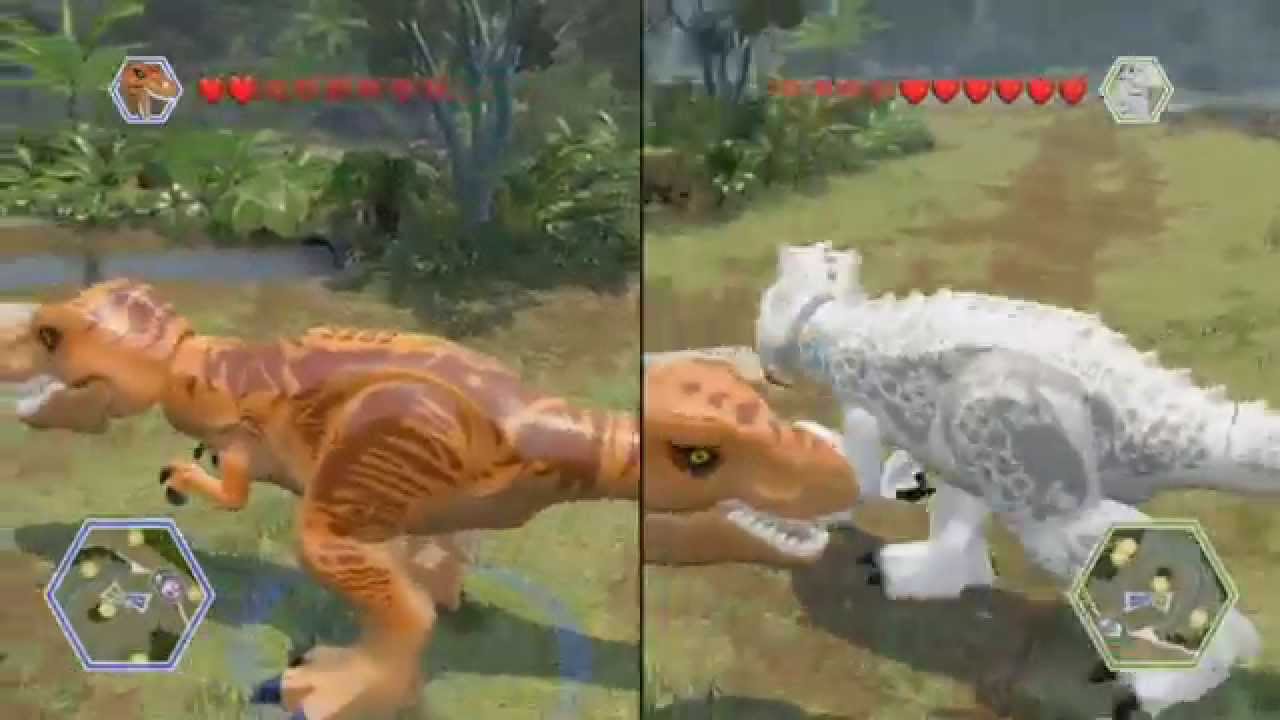 LEGO Jurassic World - Indominus Rex vs T-Rex - CoOp Fight | Free Roam Gameplay [HD]