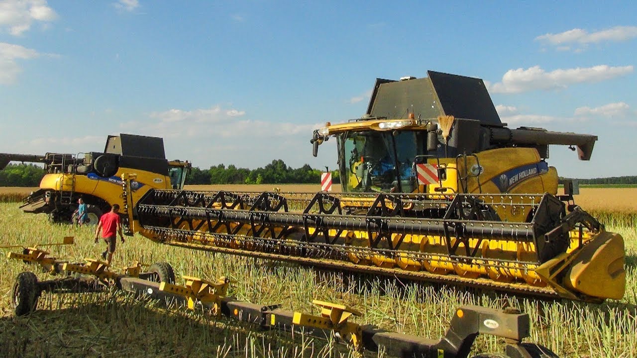 BIG Rapsernte 2016 - 3x New Holland Combine + 5 John Deere tractors (Repce aratás)