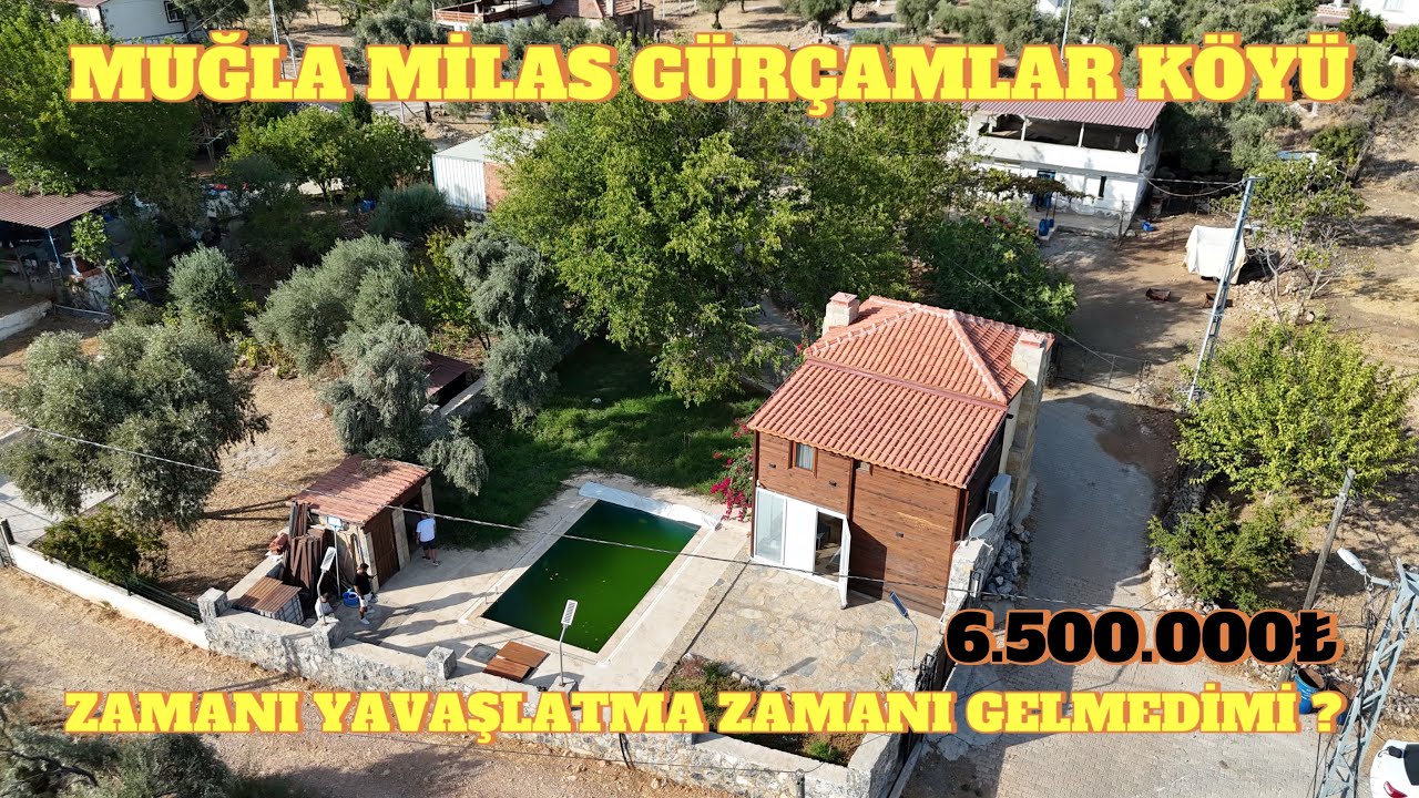 muğla milas gürçamlar köyünde denize 3 km doğal yaşam harika bir atmosferde ev havuzlu bahçeli