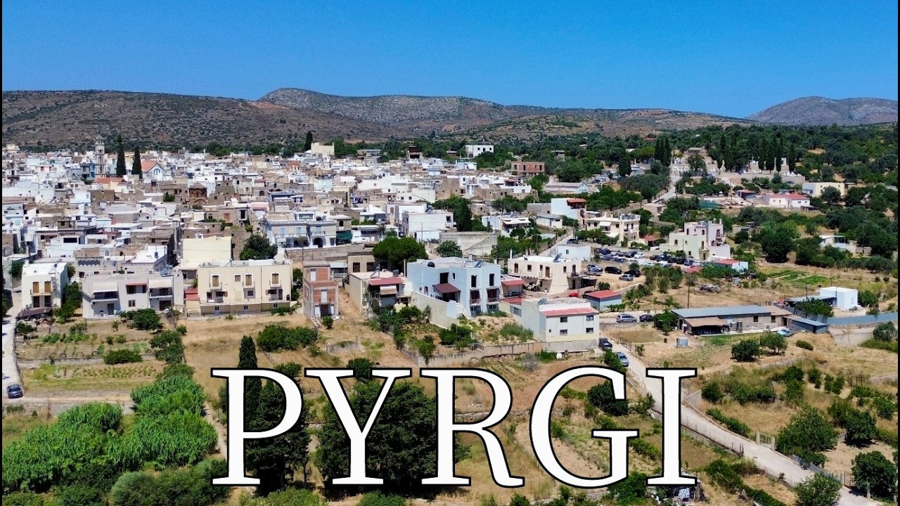 Pyrgi, Island Chios, Greece - by drone [4K]. 