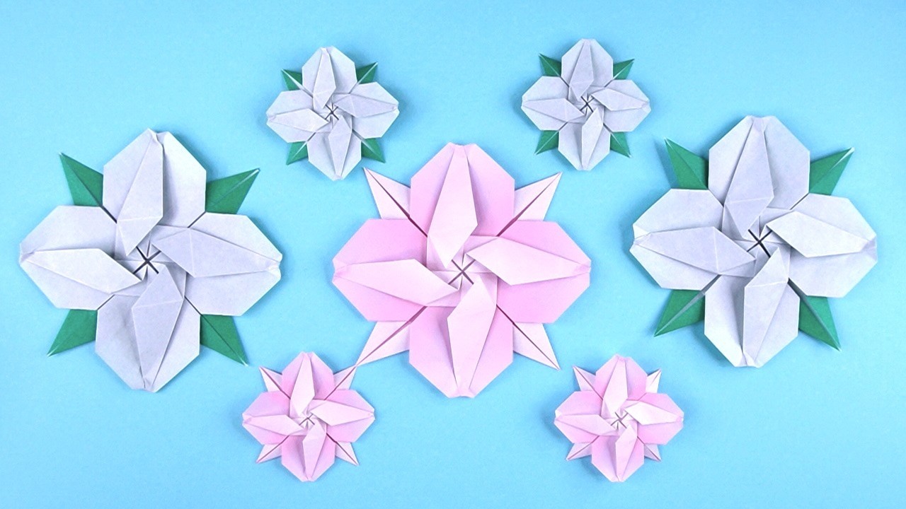 折り紙 1枚 ハナミズキの花 折り方 Origami Flower Dogwood tutorial（NiceNo1）
