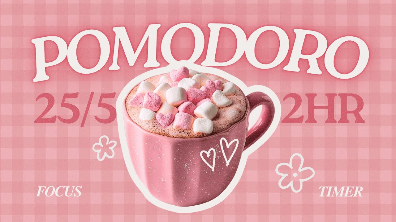 𝓅𝒾𝓃𝓀 𝒽𝑜𝓉 𝒸𝒽𝑜𝒸𝑜𝓁𝒶𝓉𝑒 💗 𝟸𝟻/𝟻 𝟺𝚂𝙴𝚃𝚂 𝟸𝙷𝚁 | pomodoro focus timer | cozy cafe music | study with me