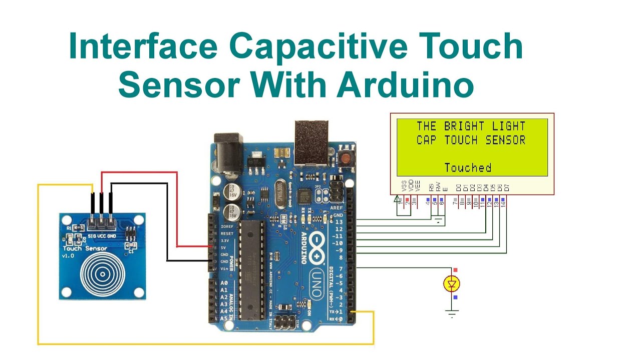 Интерфейс ёмкостного датчика касания с Arduino | Код и схема | Моделирование Proteus