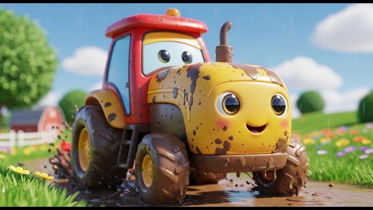 Muddy Toy Tractor on MacDonald Farm 🚜 | Vroom Vroom Vehicle Sounds Learning Songs for Kids Fun