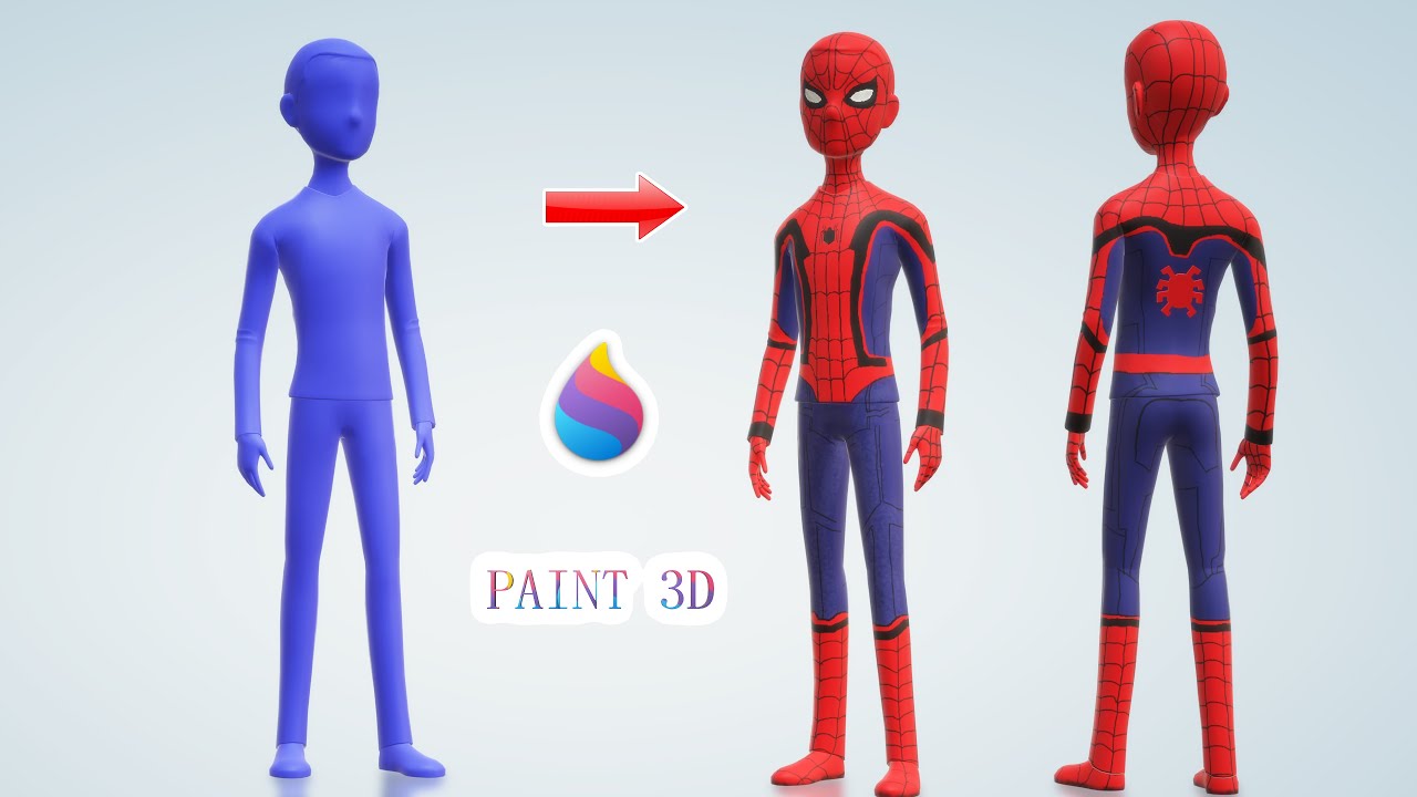 Windows 10 Paint 3d Tutorial : Creating an SpiderMan and paint it ! Easy 3d modeling software ! Free