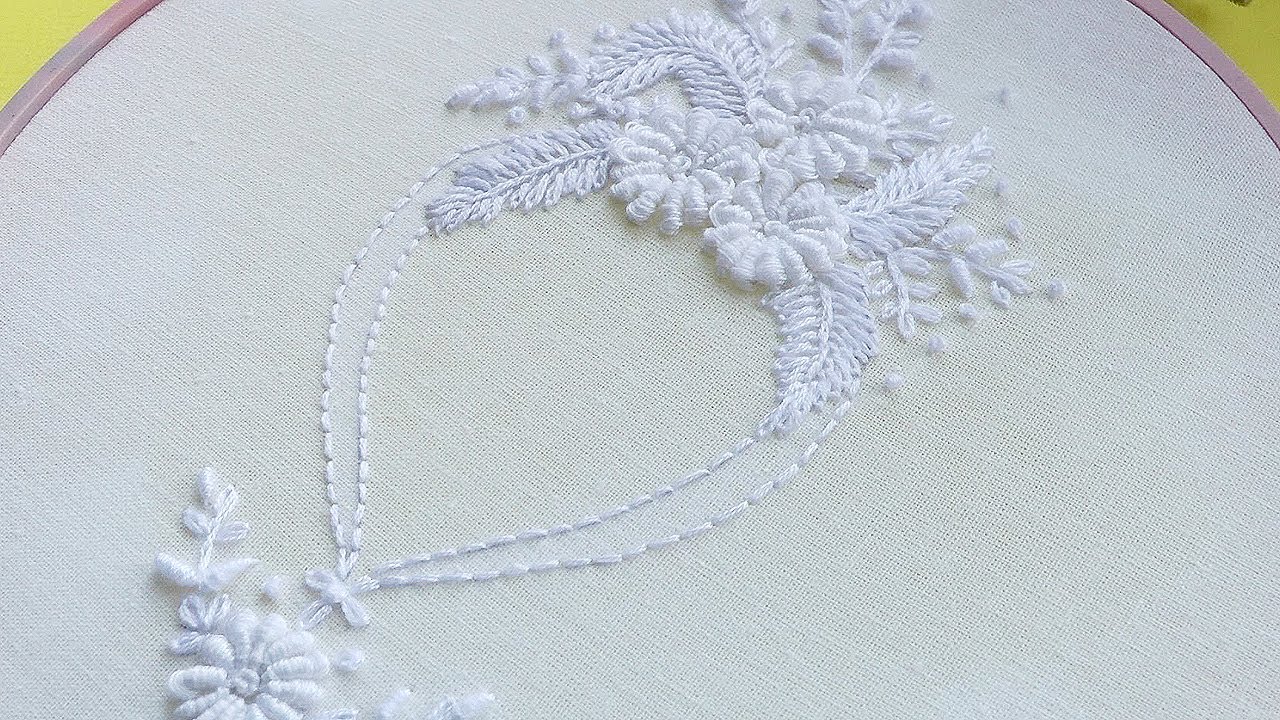 Вышивка сердечка |Шов  Конус Рококо