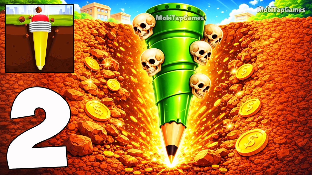 Pen Dig - Gameplay Walkthrough Part 2 - Digging with Pen and Building a City (iOS, Android)