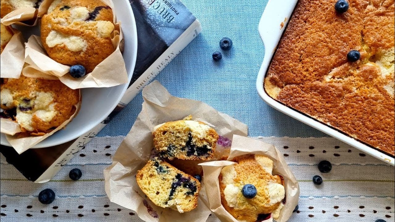Blueberries Muffin & Coffee Cake - One simple recipe for two kinds of treat 🧁☕| A Tiny Whisk