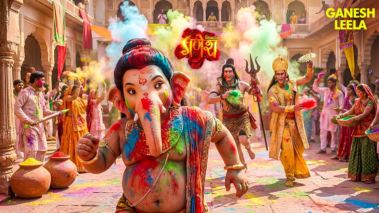 विष्णु जी और महादेव ने भगा भगा कर लगाया गणेश जी को रंग | Vignaharta Ganesh | mahadev | #holispecial