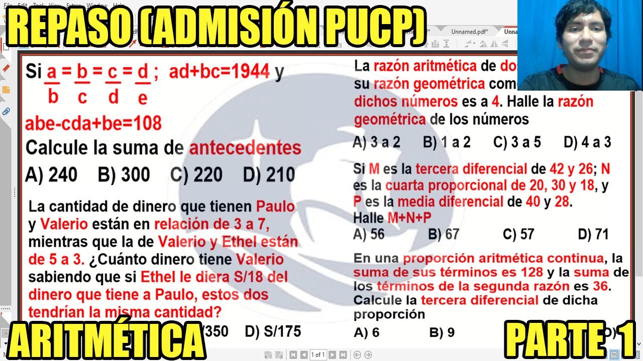 REPASO ADMISION PUCP ARITMÉTICA-NUMEROS Y OPERACIONES (PARTE 1) PROBLEMAS RESUELTOS TIPO PUCP