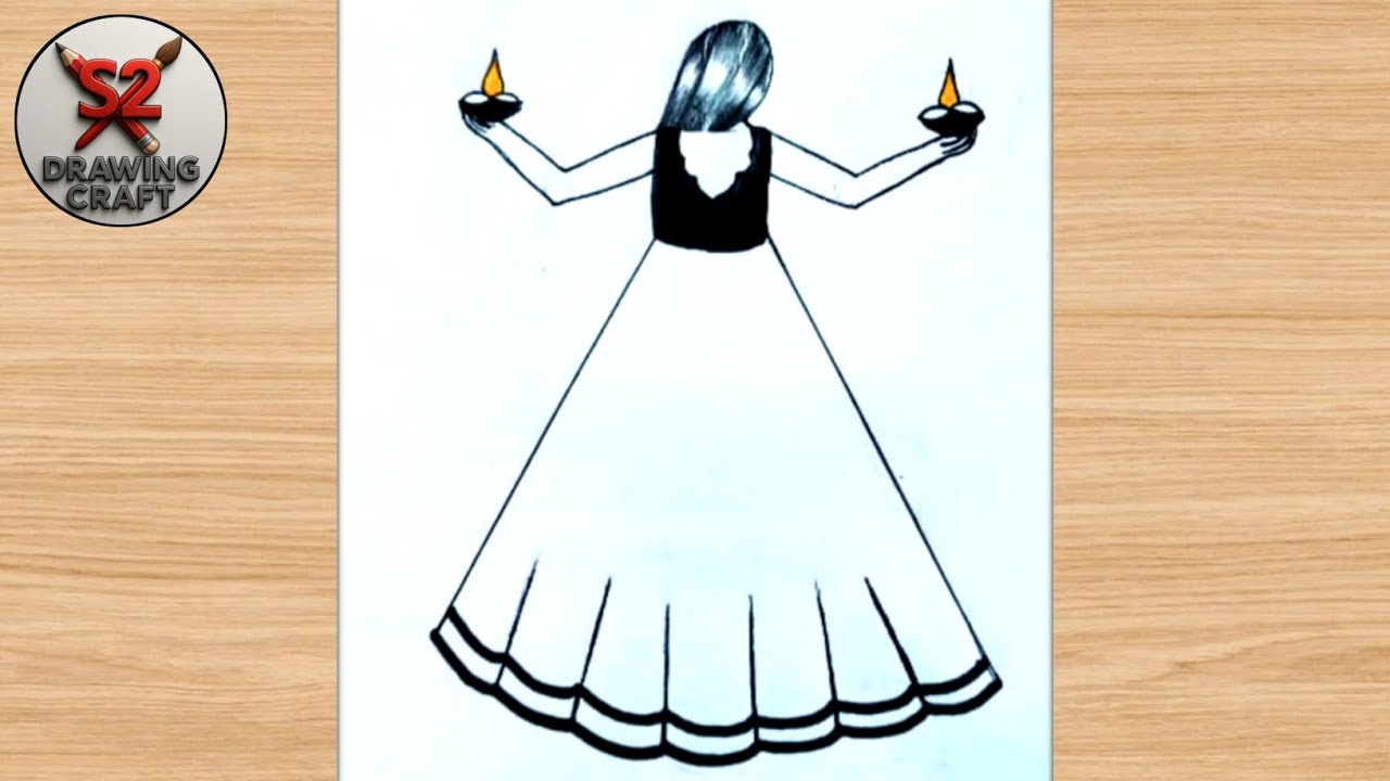 Easy girl drawing | pencil sketch draw | how to girl draw | diwali girl drawing