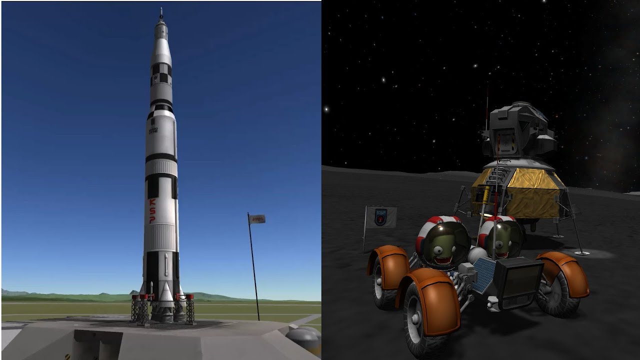 KSP Making History Apollo Saturn 5 with integrated Rover
