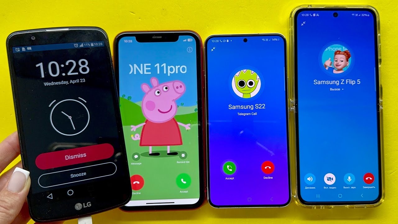 Incoming & Outgoing Calls & Telegram Alarm Clock LG K110, IPhone 11, Samsung S22, Samsung Z Flip5