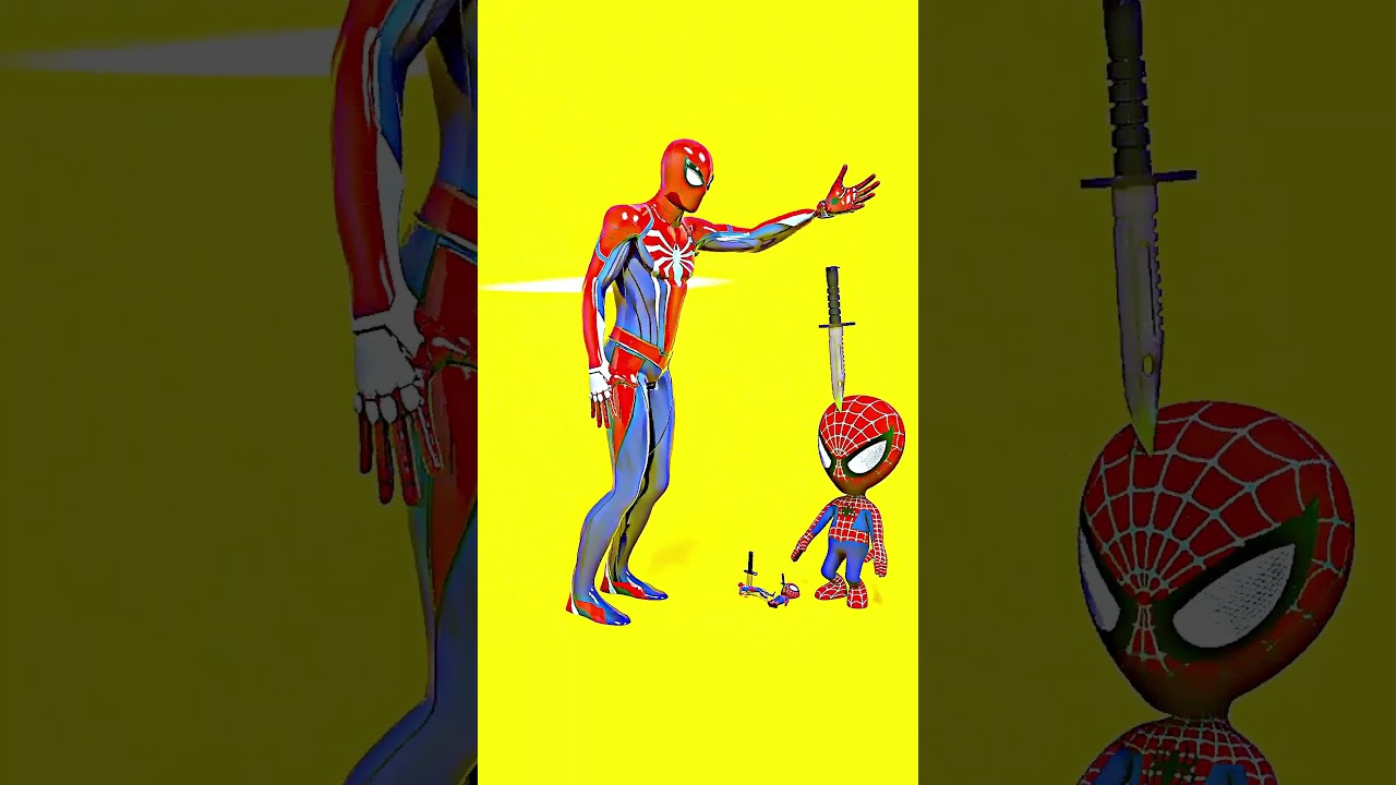 Chibi Spider-Man vs Advanced Suit Spider-Man Transformation #SpiderMan #SpiderVerse #3DAnimation