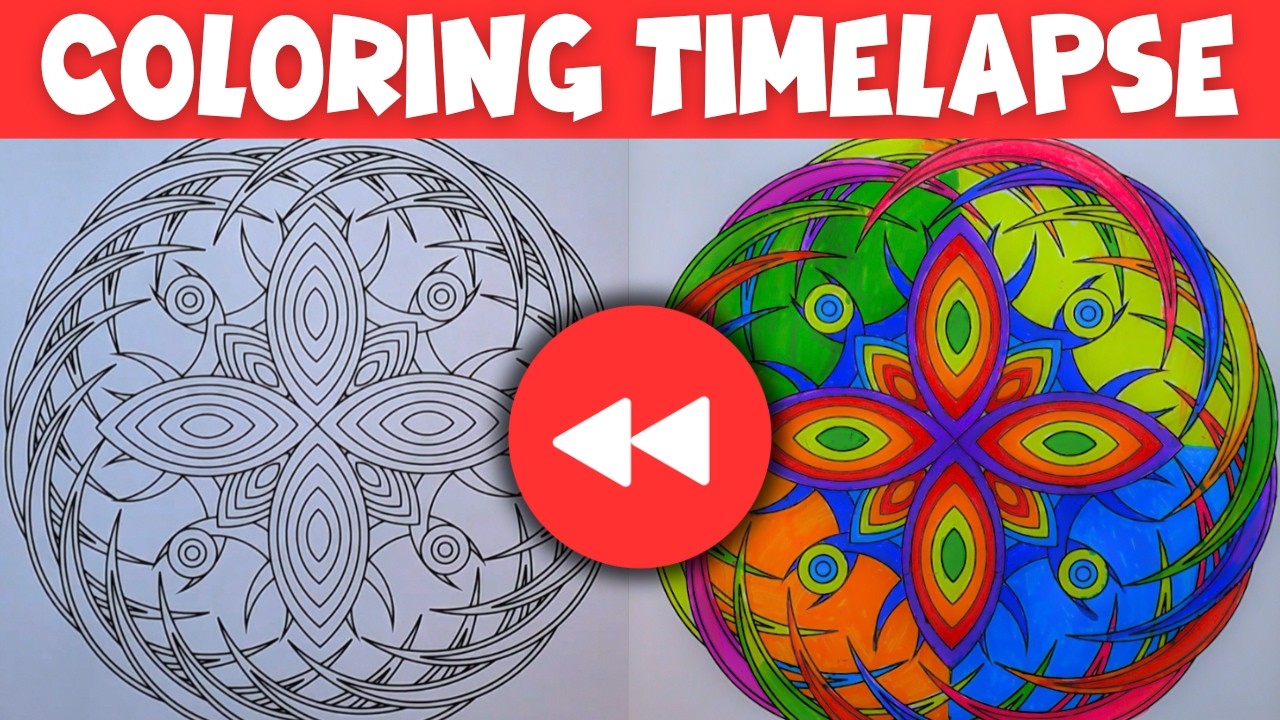 Satisfying Coloring Time Lapse | Abstract Mandala with Markers
