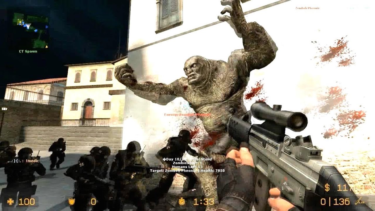 Counter Strike Source Zombie Riot online gameplay Italy with boss fight