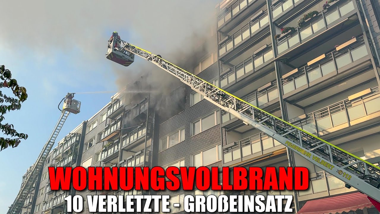 [GROßEINSATZ IN HEILIGENHAUS!] - Wohnungsvollbrand im 5. OG | 10 Verletzte | 120 Einsatzkräfte -