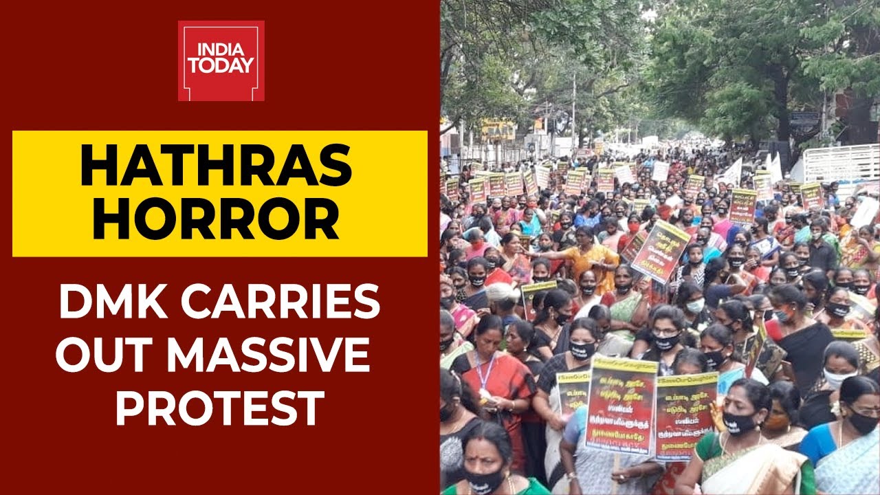 DMK's Massive Protest Over Hathras Gangrape Case, Candle Light Vigil Underway