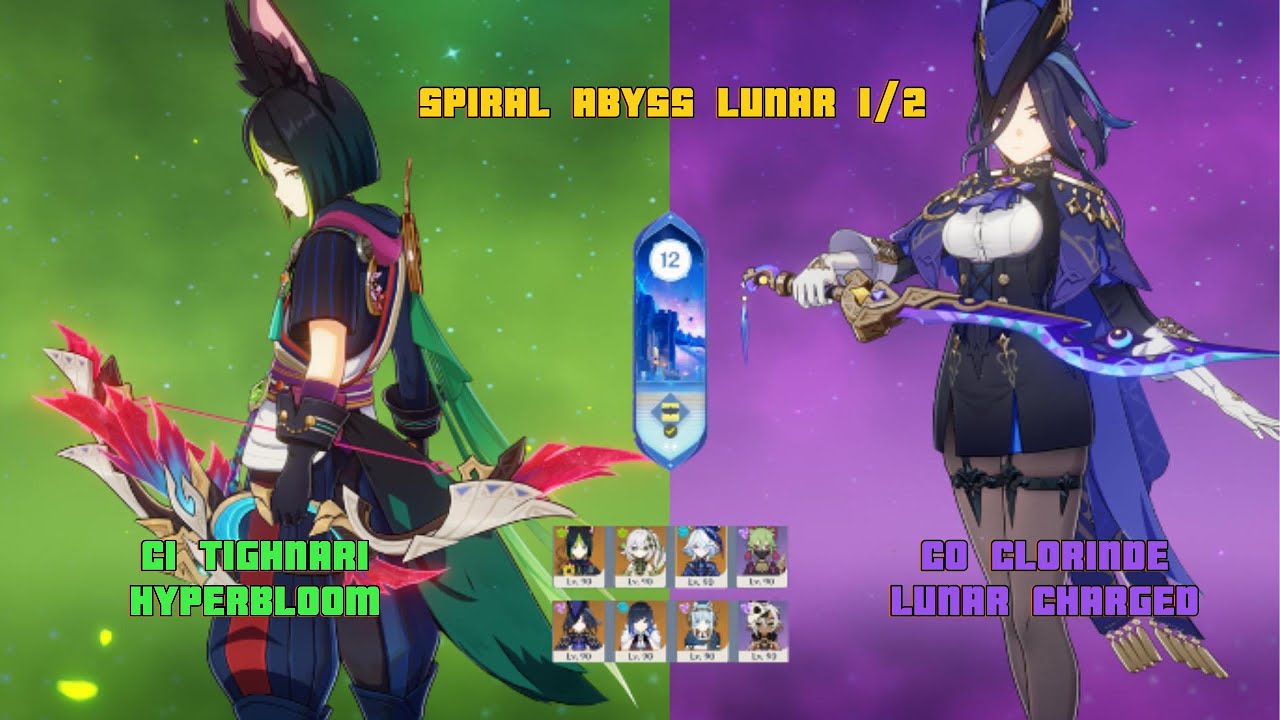 C1 Tighnari Hyperbloom & C0 Clorinde Lunar Charged | Spiral Abyss Lunar 1/2 | Genshin Impact