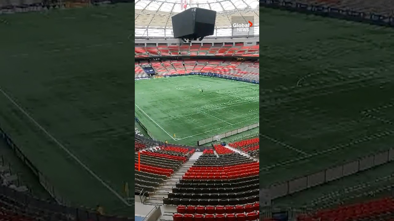 Watch BC Place turn a football field into a soccer pitch 