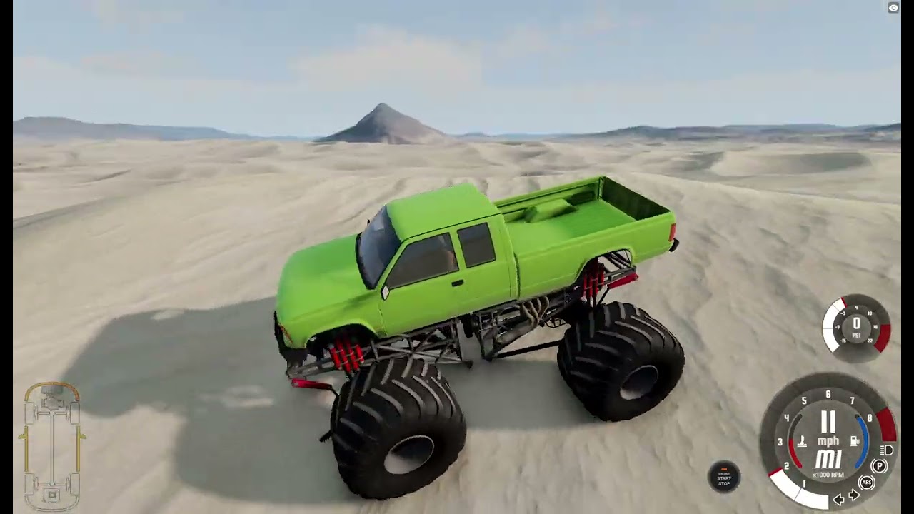 Driving a monster truck in BeamNG drive￼