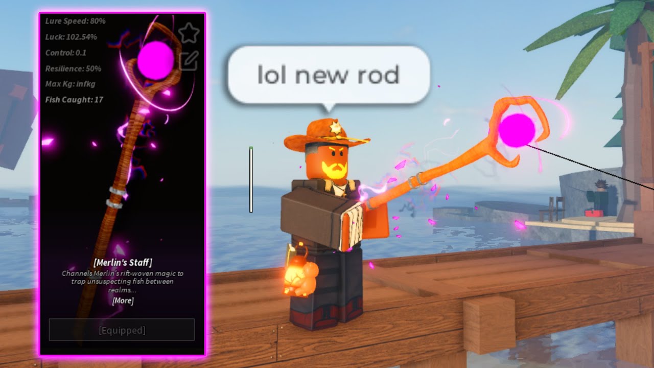 Completing And OBTAINING NEW OP MERLINS STAFF In FISCH Roblox...