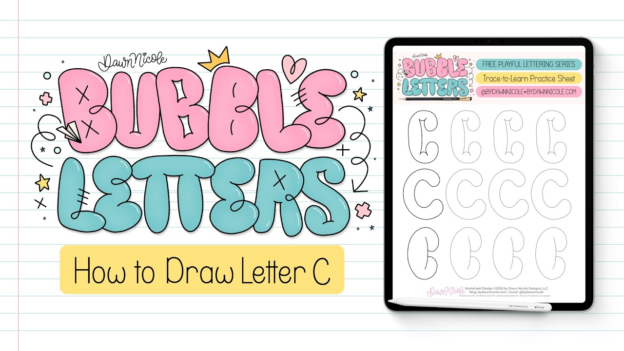 Bubble Letter C (3 Ways + Free Practice Sheet!)