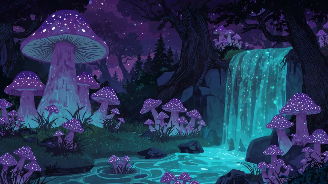 Dreamy Mushroom Forest 💜 Fantasy Water Sounds for Calm