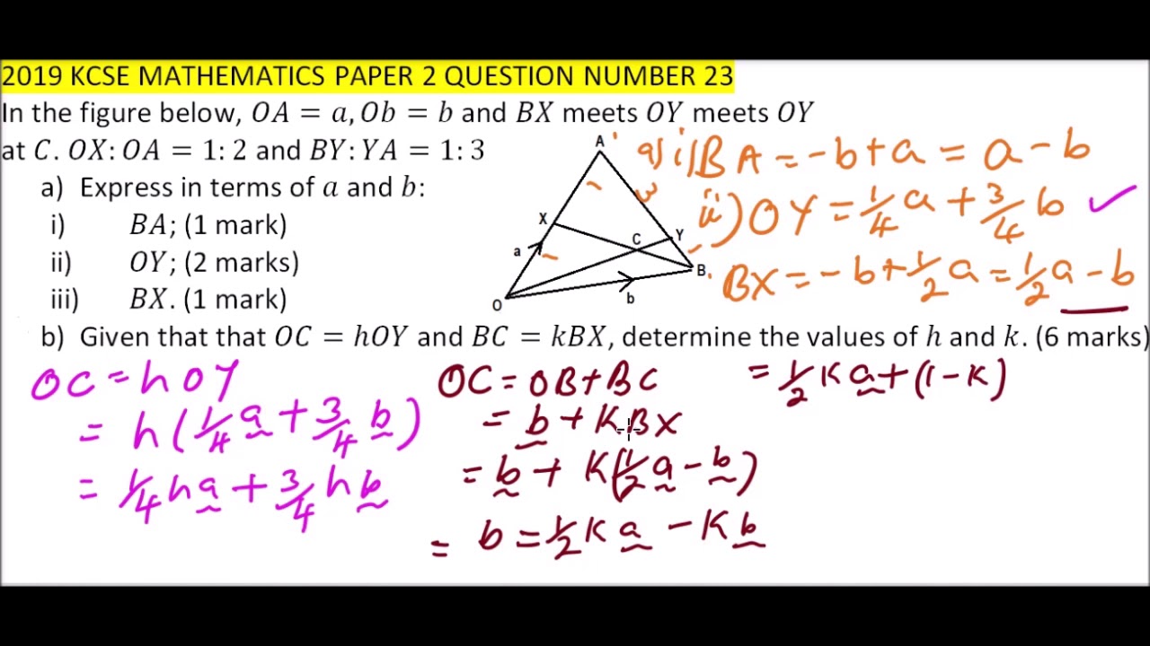 2019 KCSE MATHEMATICS PAPER 2 QUESTION 23