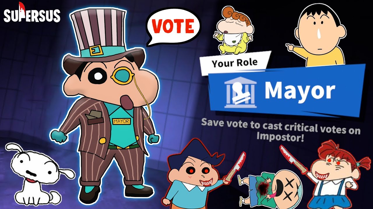 Shinchan became mayor in super sus and eliminating imposters 😱🔥 | shinchan playing among us 3d 😂🔥