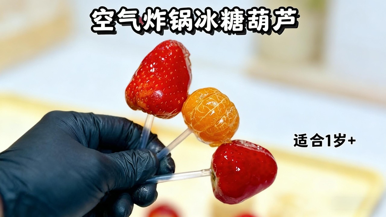 只需要空氣炸鍋，就可以做出冰糖葫蘆You only need air frying pan to make Bingtanghulu#food #cooking #親子食譜