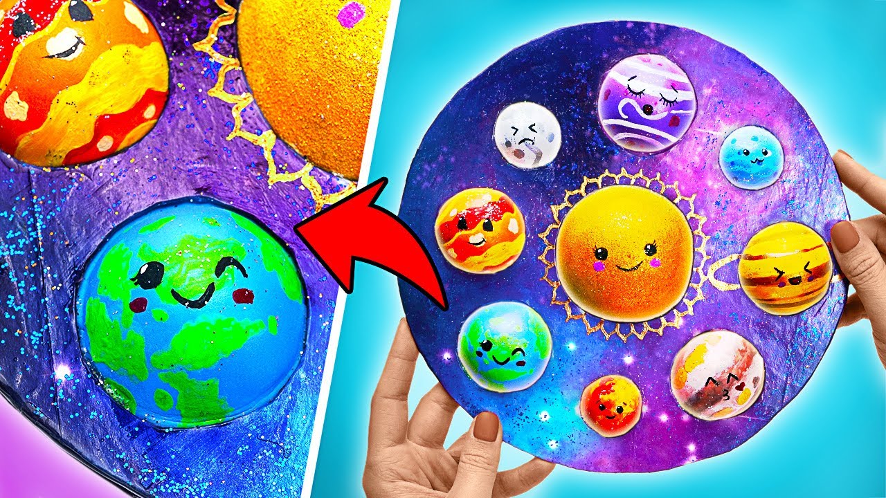DIY VIRAL Anti-Stress Craft 🪐 Glow-in-the-Dark Galaxy Pop It Fidget Toy ✨