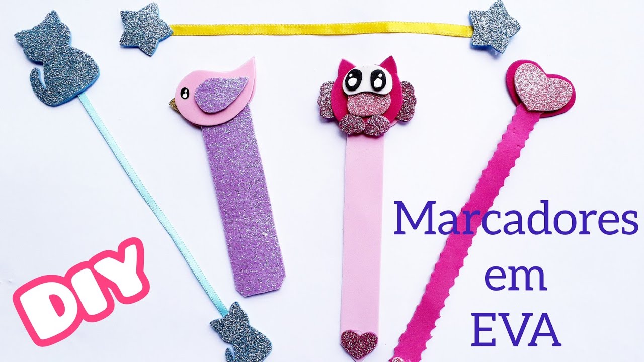 Como fazer Marcadores de Página em EVA / Marcadores em EVA  ♥ Hellen Chagas