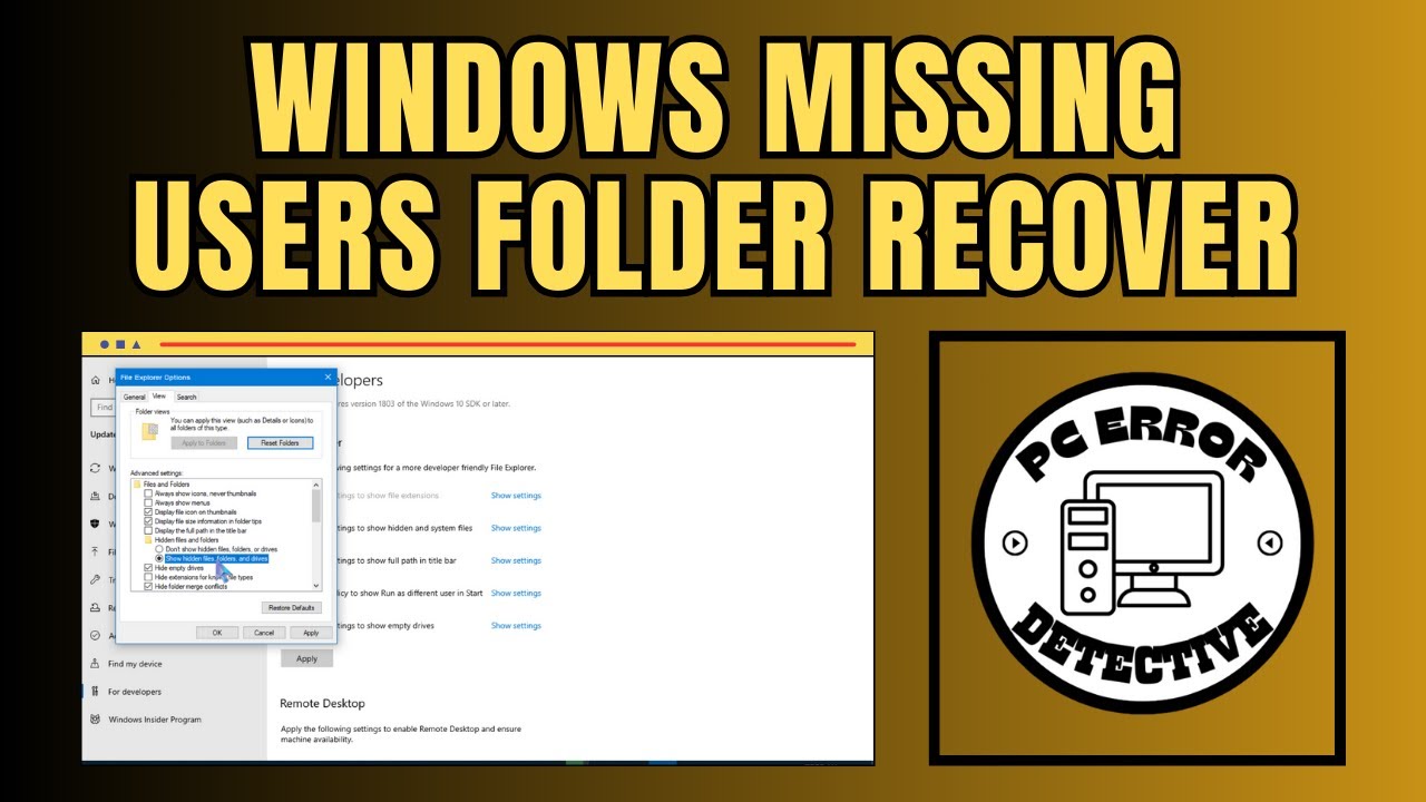 How to Recover the Missing Users Folder On Windows