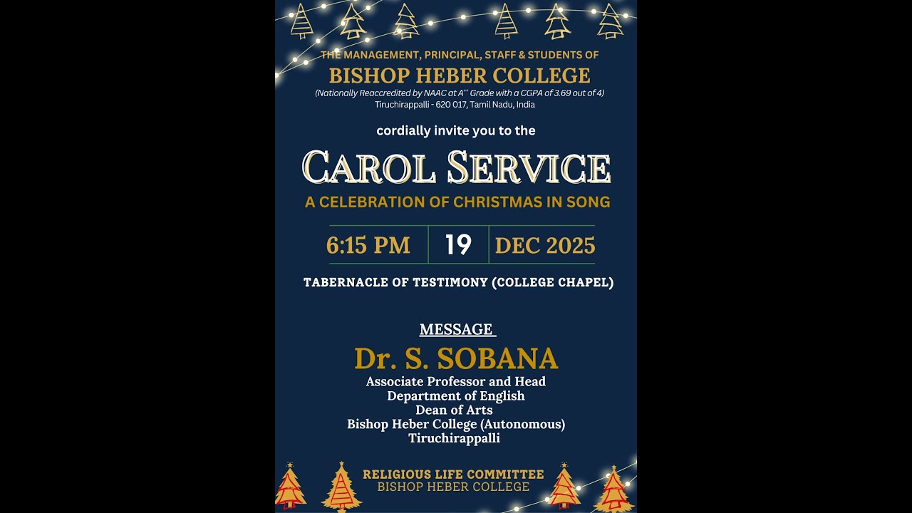 Carol Service | A Celebration of Christmas in Song | Bishop Heber College | 19 Dec 2025