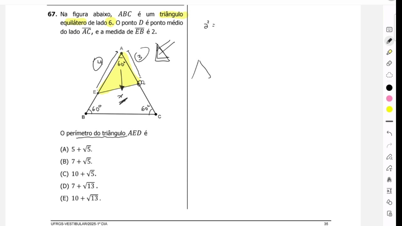 vestibular ufrgs 2025 matem&aacute;tica quest&atilde;o 67
