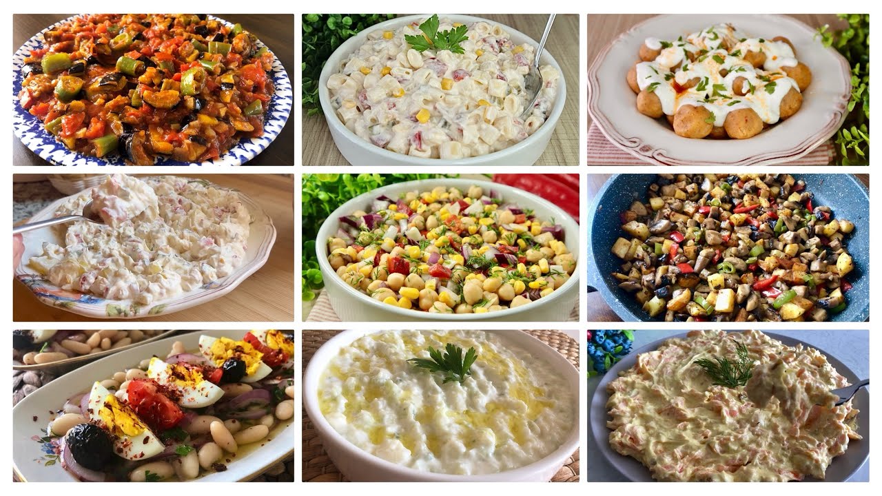 9 ÇEŞİT SALATA VE MEZE TARİFİ🤩BİRBİRİNDEN PRATİK ve LEZZETLİ MEZE ÇEŞİTLERİ/Salata ve Meze Tarifi