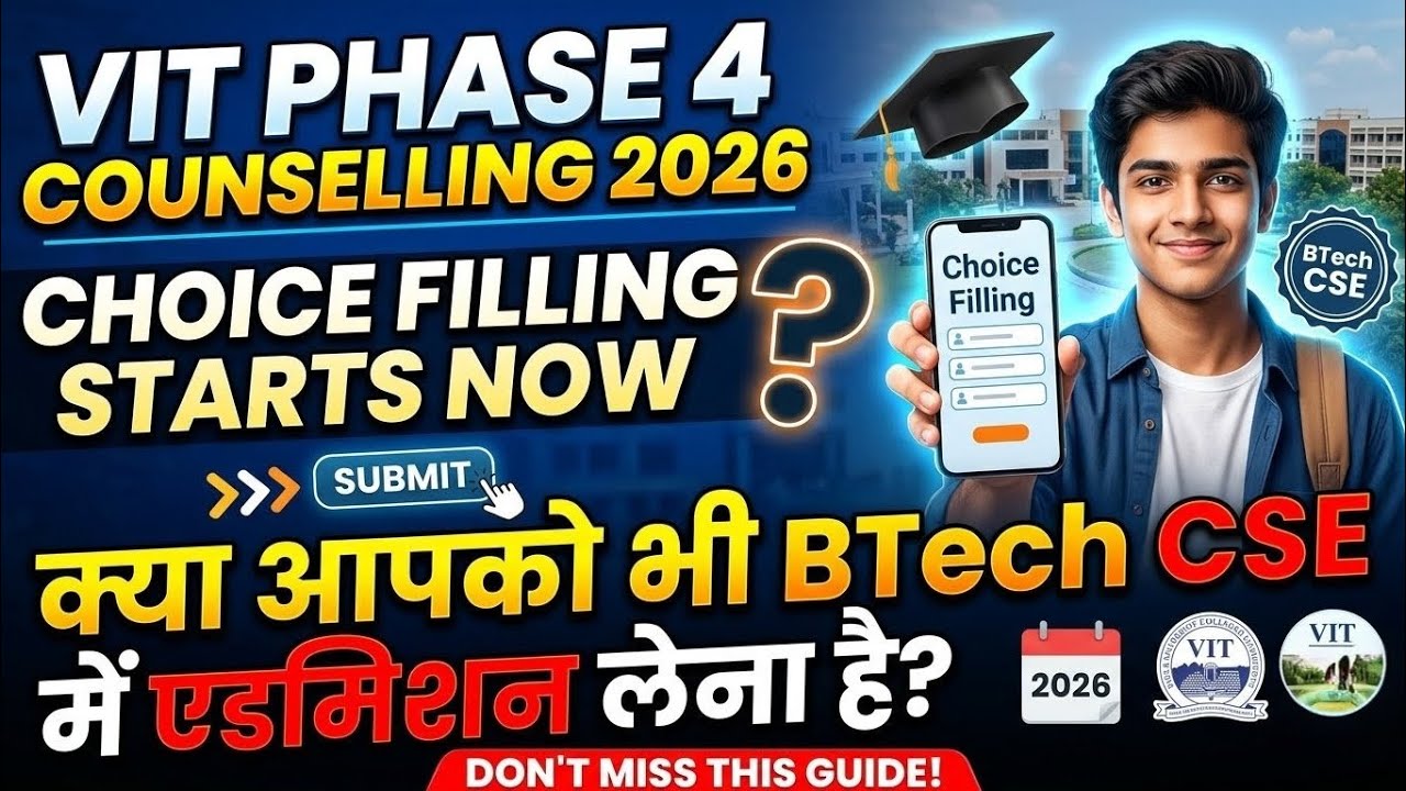VIT Phase 4 Counselling 2026 Choice Filling for BTech CSE in VIT Bhopal with Low Category Fee
