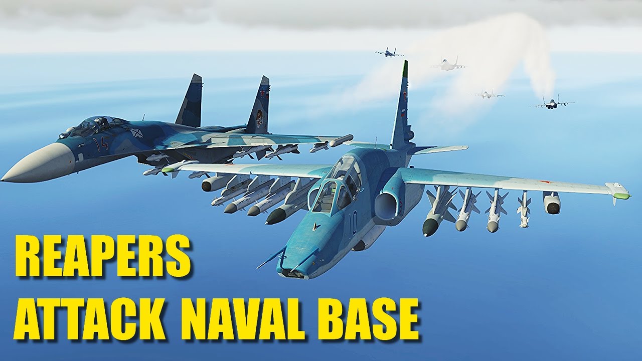 HUGE Air War After Naval Base Attack | Su-33 Su-27 Mig-29 Su-25 | DCS