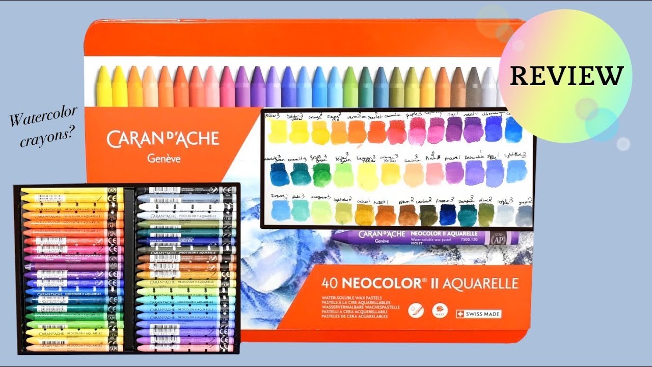 CARAN D' ACHE Neocolor II REVIEW (Watercolor Crayons?)