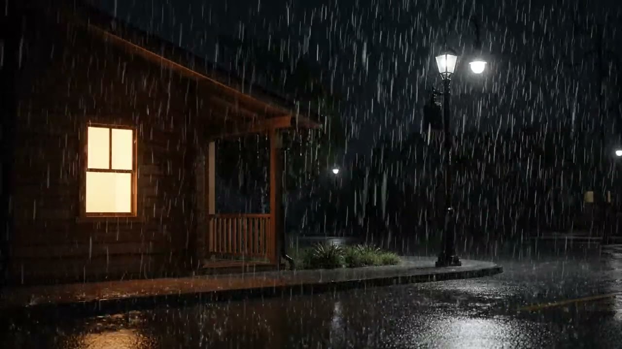 Rain Sound at Night on Cabin Ambience for Sleeping and Insomnia