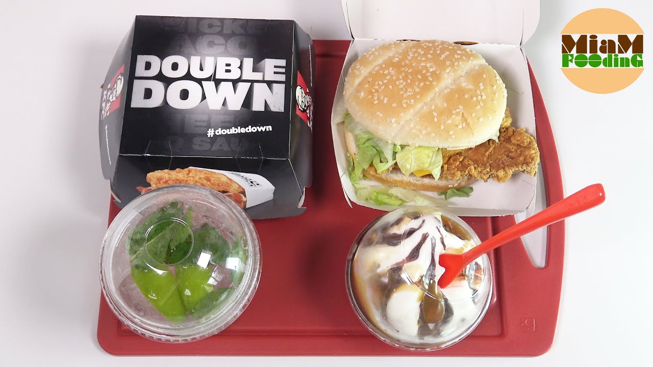[KFC] Zinger Tower VS Double Down Original Bacon, Krushers Mojito, Cream Ball Double