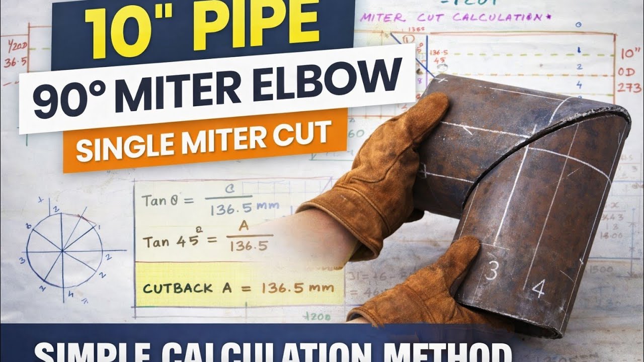 Miter Elbow calculation - 90° - 1 CUT.