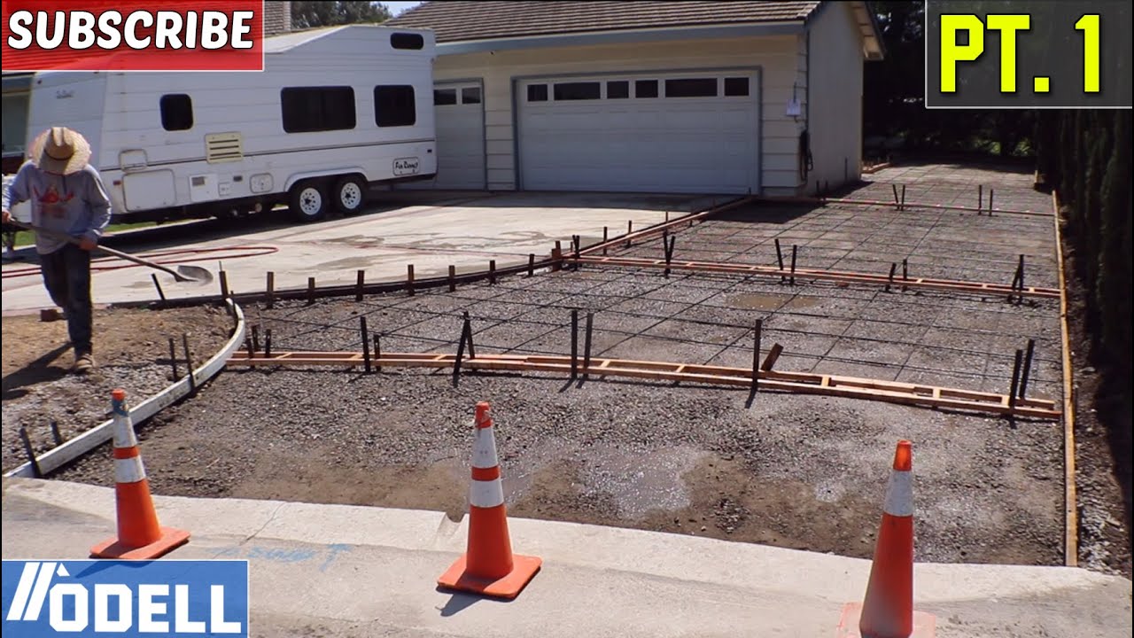 Circular Concrete Driveway Extension with Brick Ribbons and RV Parking Demo & Setup (Part 1)