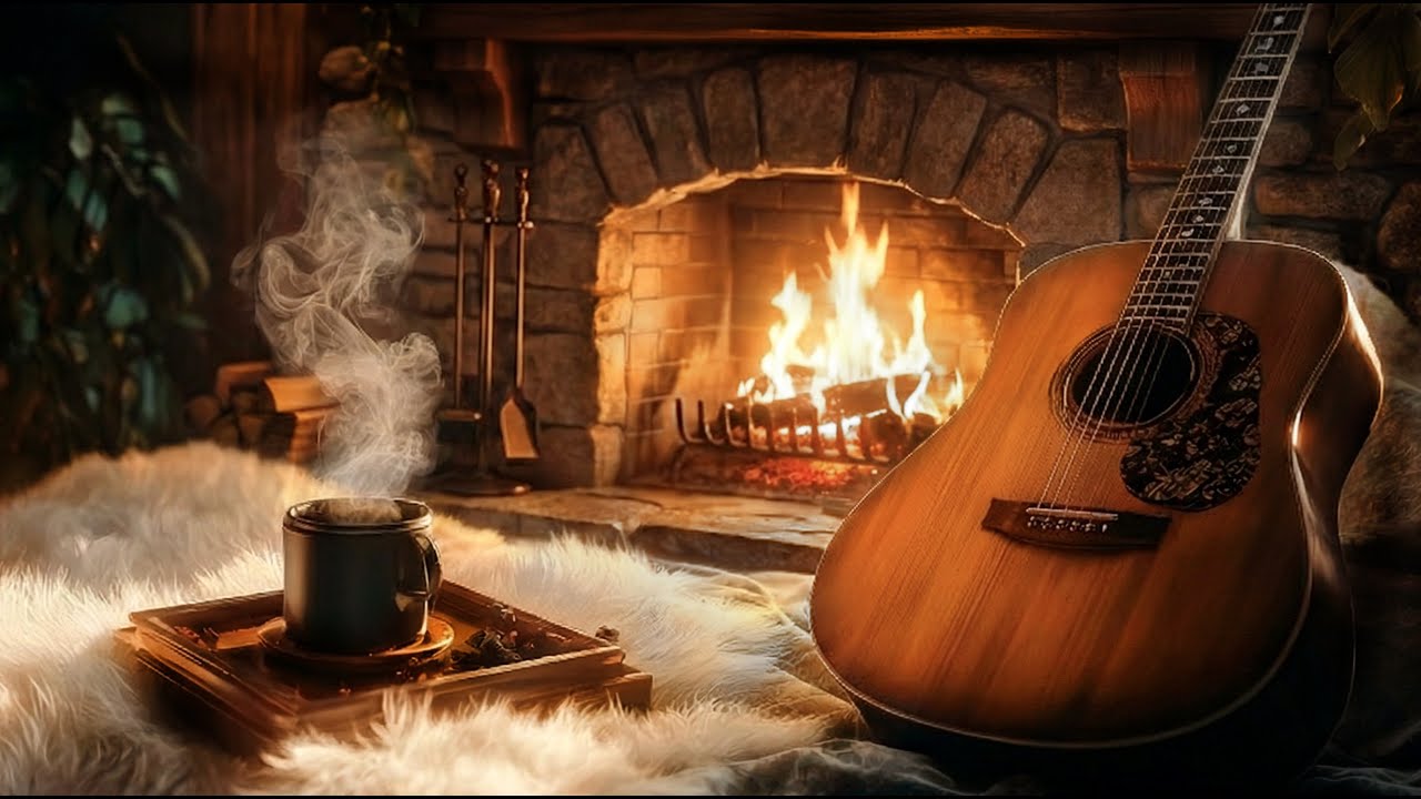 Soft Acoustic Guitar for Gentle Calm & Inner Stillness | Warm Fireplace (2 Hours)