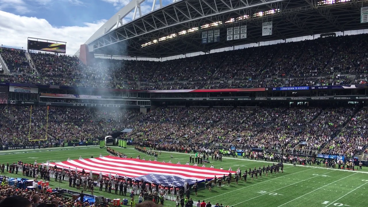 NFL Home Opener, Seattle Seahawks National Anthem and US Navy Flyover