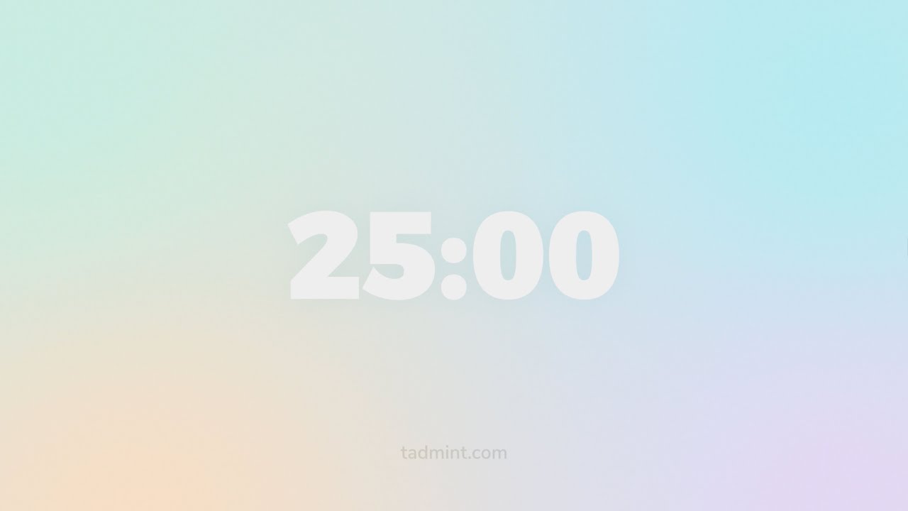 25 Minute Countdown Timer ⏱ Gentle Chime + Pastel Animated Background
